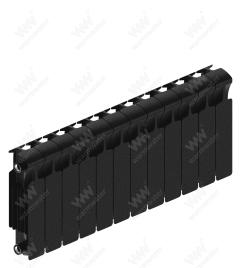 Радиатор биметаллический Rifar Monolit Ventil 300x12 секций, №89VR, черный (антрацит)