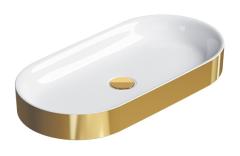 Раковина накладная Catalano Horizon 700х350 мм, золото/белый (oro&bianco)