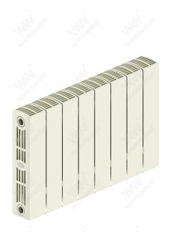 Радиатор биметаллический Rifar SUPReMO Ventil 350x8 секций, №69VL, жемчужно-белый (айвори)