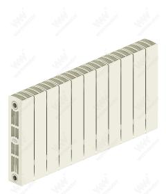 Радиатор биметаллический Rifar SUPReMO Ventil 350x11 секций, №69VL, жемчужно-белый (айвори)