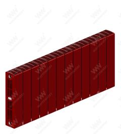 Радиатор биметаллический Rifar SUPReMO Ventil 350x17 секций, №69VL, красный (бордо)