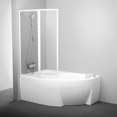 Шторка для ванны распашная Ravak Rosa VSK2 140L, белый, стекло структурное Rain