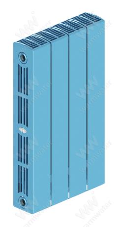 Радиатор биметаллический Rifar SUPReMO Ventil 500x4 секции, №69VL, синий (сапфир)