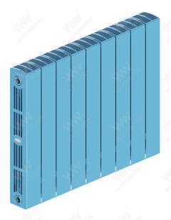 Радиатор биметаллический Rifar SUPReMO Ventil 500x9 секций, №69VL, синий (сапфир)