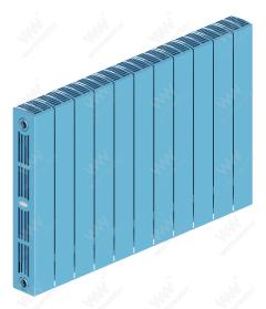 Радиатор биметаллический Rifar SUPReMO Ventil 500x11 секций, №69VL, синий (сапфир)