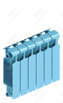 Радиатор биметаллический Rifar Monolit Ventil 350x6 секций, №89VR, синий (сапфир)