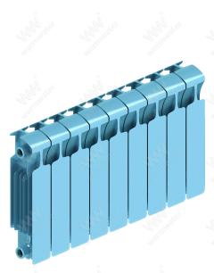 Радиатор биметаллический Rifar Monolit Ventil 350x9 секций, №89VR, синий (сапфир)