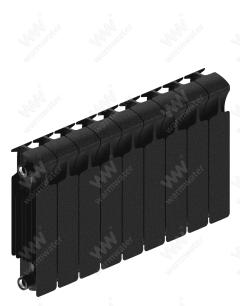 Радиатор биметаллический Rifar Monolit Ventil 350x9 секций, №89VR, черный (антрацит)