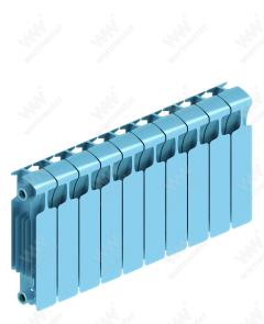 Радиатор биметаллический Rifar Monolit Ventil 350x10 секций, №89VR, синий (сапфир)