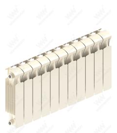 Радиатор биметаллический Rifar Monolit Ventil 350x11 секций, №89VR, жемчужно-белый (айвори)