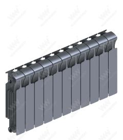 Радиатор биметаллический Rifar Monolit Ventil 350x11 секций, №89VR, серый (титан)