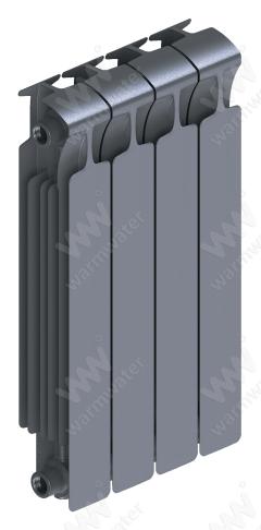 Радиатор биметаллический Rifar Monolit Ventil 500x4 секции, №89VR, серый (титан)