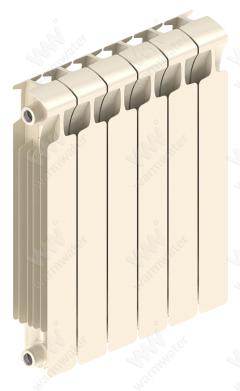 Радиатор биметаллический Rifar Monolit Ventil 500x6 секций, №89VR, жемчужно-белый (айвори)