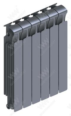 Радиатор биметаллический Rifar Monolit Ventil 500x6 секций, №89VR, серый (титан)