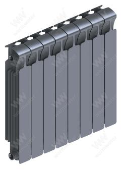 Радиатор биметаллический Rifar Monolit Ventil 500x8 секций, №89VR, серый (титан)