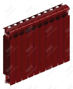 Радиатор биметаллический Rifar Monolit Ventil 500x10 секций, №89VR, красный (бордо)