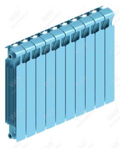 Радиатор биметаллический Rifar Monolit Ventil 500x10 секций, №89VR, синий (сапфир)