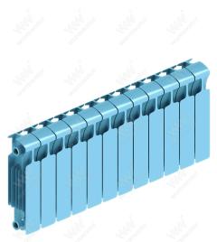 Радиатор биметаллический Rifar Monolit Ventil 350x12 секций, №89VR, синий (сапфир)