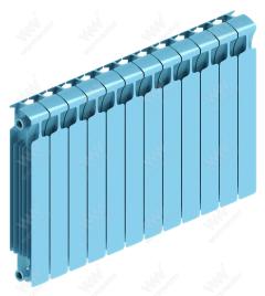 Радиатор биметаллический Rifar Monolit Ventil 500x14 секций, №89VR, синий (сапфир)