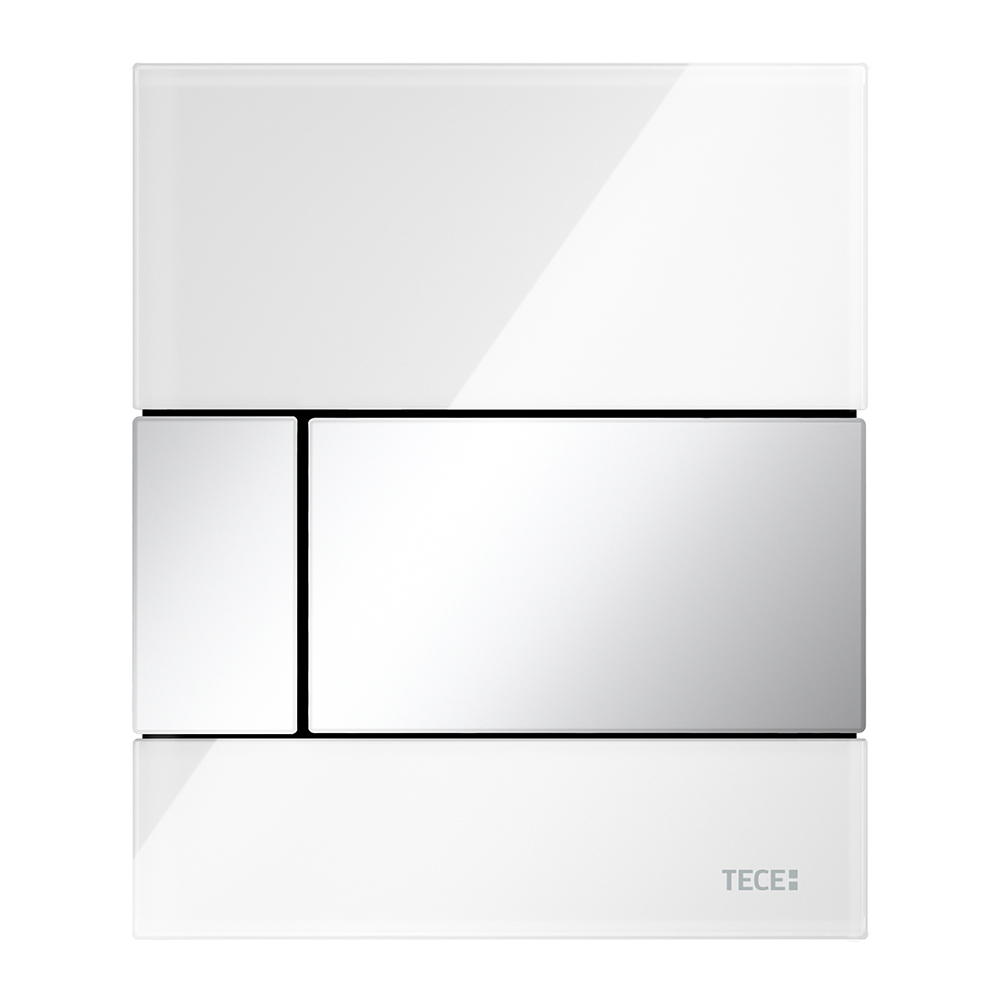 Панель смыва Tece TECEsquare, белый глянцевый, клавиша: нержавеющая сталь глянцевая