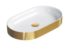 Раковина накладная Catalano Horizon 600х350 мм, золото/белый (oro&bianco)