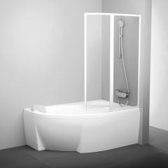 Шторка для ванны распашная Ravak Rosa VSK2 160R, белый, стекло структурное Rain