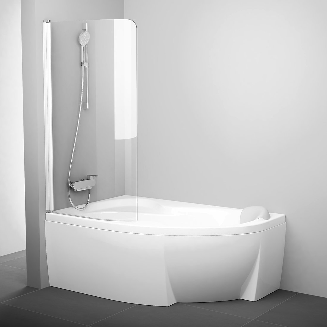 Шторка для ванны распашная Ravak Rosa CVSK1 85L, белый, стекло прозрачное