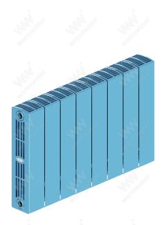 Радиатор биметаллический Rifar SUPReMO Ventil 350x8 секций, №89VR, синий (сапфир)