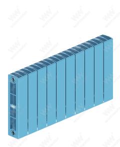 Радиатор биметаллический Rifar SUPReMO Ventil 350x10 секций, №89VR, синий (сапфир)