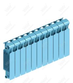 Радиатор биметаллический Rifar Monolit Ventil 350x11 секций, №69VL, синий (сапфир)