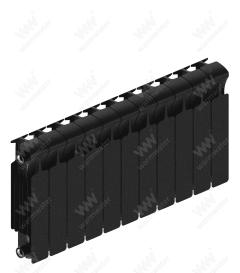Радиатор биметаллический Rifar Monolit Ventil 350x11 секций, №69VL, черный (антрацит)