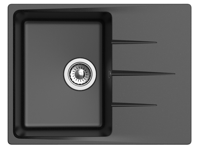 Мойка кухонная Ewigstein Gerd 45F 640х490 мм, черный, кварцевый композит