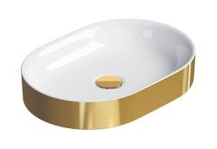 Раковина накладная Catalano Horizon 500х350 мм, золото/белый (oro&bianco)