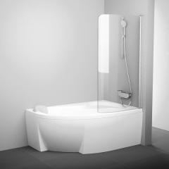 Шторка для ванны распашная Ravak Rosa CVSK1 85R, белый, стекло прозрачное