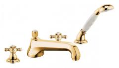 Смеситель врезной для ванны на 4 отверстия Kludi Adlon, двуручный, золото