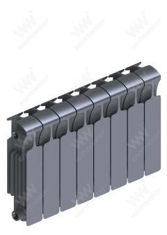 Радиатор биметаллический Rifar Monolit Ventil 350x8 секций, №69VL, серый (титан)