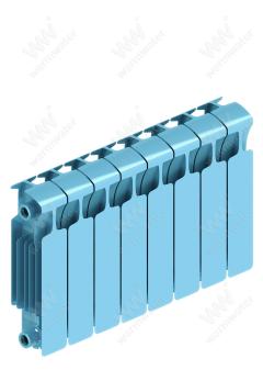 Радиатор биметаллический Rifar Monolit Ventil 350x8 секций, №69VL, синий (сапфир)