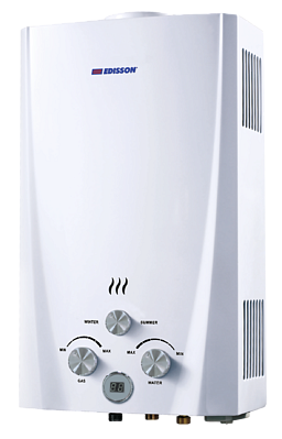 Газовый проточный водонагреватель Edisson Flame F20 D, белый