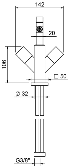 Смеситель для биде Treemme X-change, высота 157 мм, никель брашированный