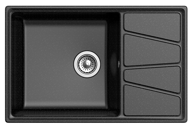 Мойка кухонная GranFest Vertex GF-V-780L 780х500 мм, черный, мраморный композит
