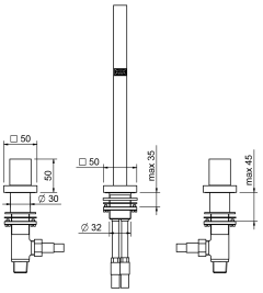 Cмеситель для умывальника на 3 отверстия Treemme X-change, высота 175 мм, хром