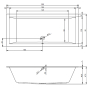 Ванна пристенная Riho Lugо 200х90 см, объем 390 л, глубина 47 см, белый