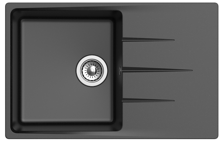 Мойка кухонная Ewigstein Gerd 60F 769х487 мм, черный, кварцевый композит