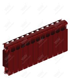 Радиатор биметаллический Rifar Monolit Ventil 300x15 секций, №69VL, красный (бордо)