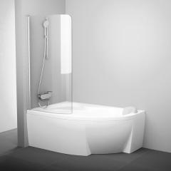 Шторка для ванны распашная Ravak Rosa CVSK1 85L, серый, стекло прозрачное