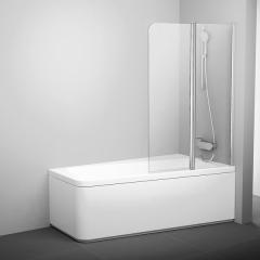 Шторка для ванны распашная Ravak 10° 10CVS2 100R, белый, стекло прозрачное