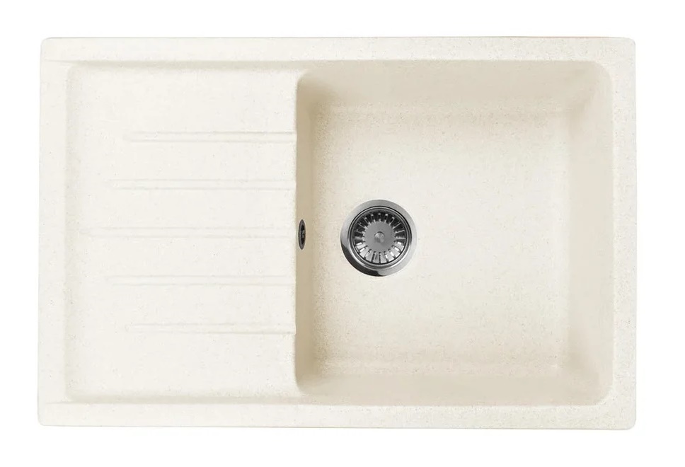 Мойка кухонная AquaGranitEx М-27 745х490 мм, белая, мраморный композит