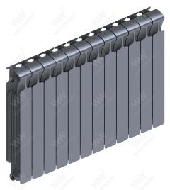 Радиатор биметаллический Rifar Monolit 500x17 секций, серый (титан)