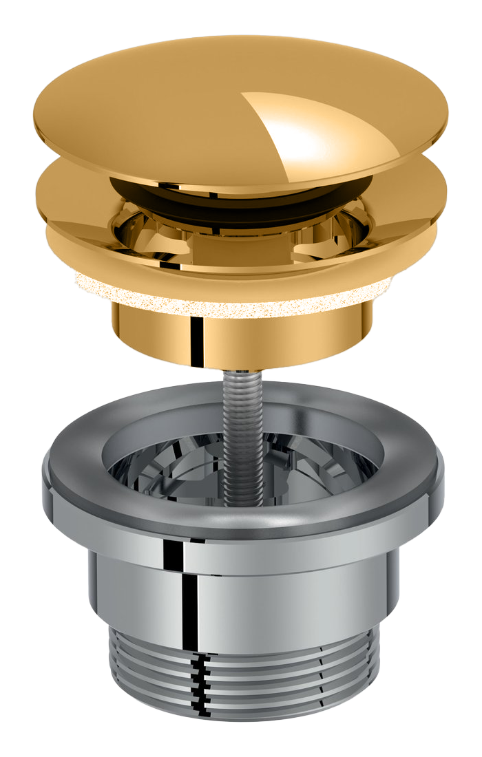 Донный клапан для раковины универсальный Treemme, золото 24 карата (oro lusido)