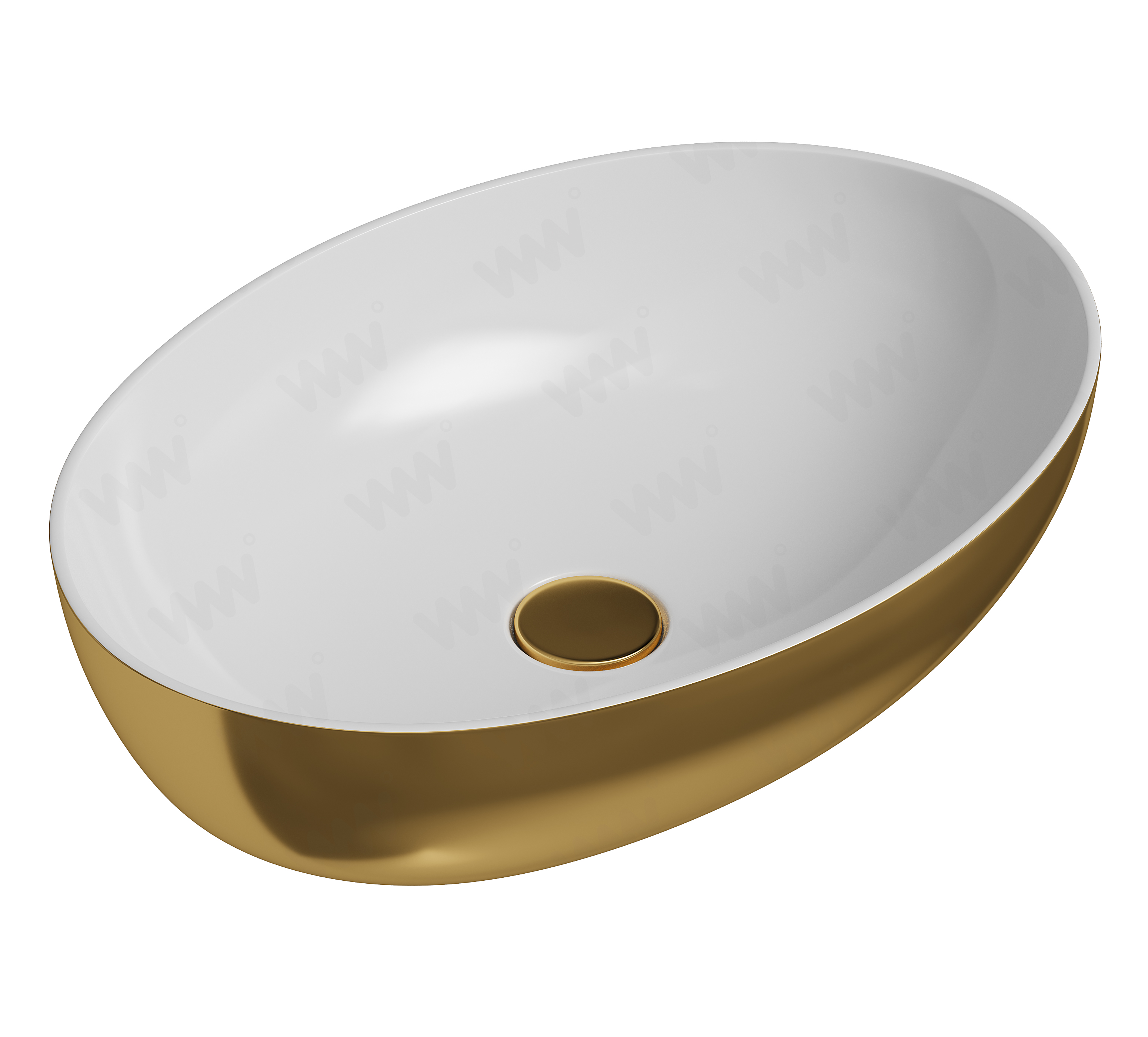 Раковина накладная Catalano Sfera Gold&Silver 600х420 мм, золото (oro lucido)